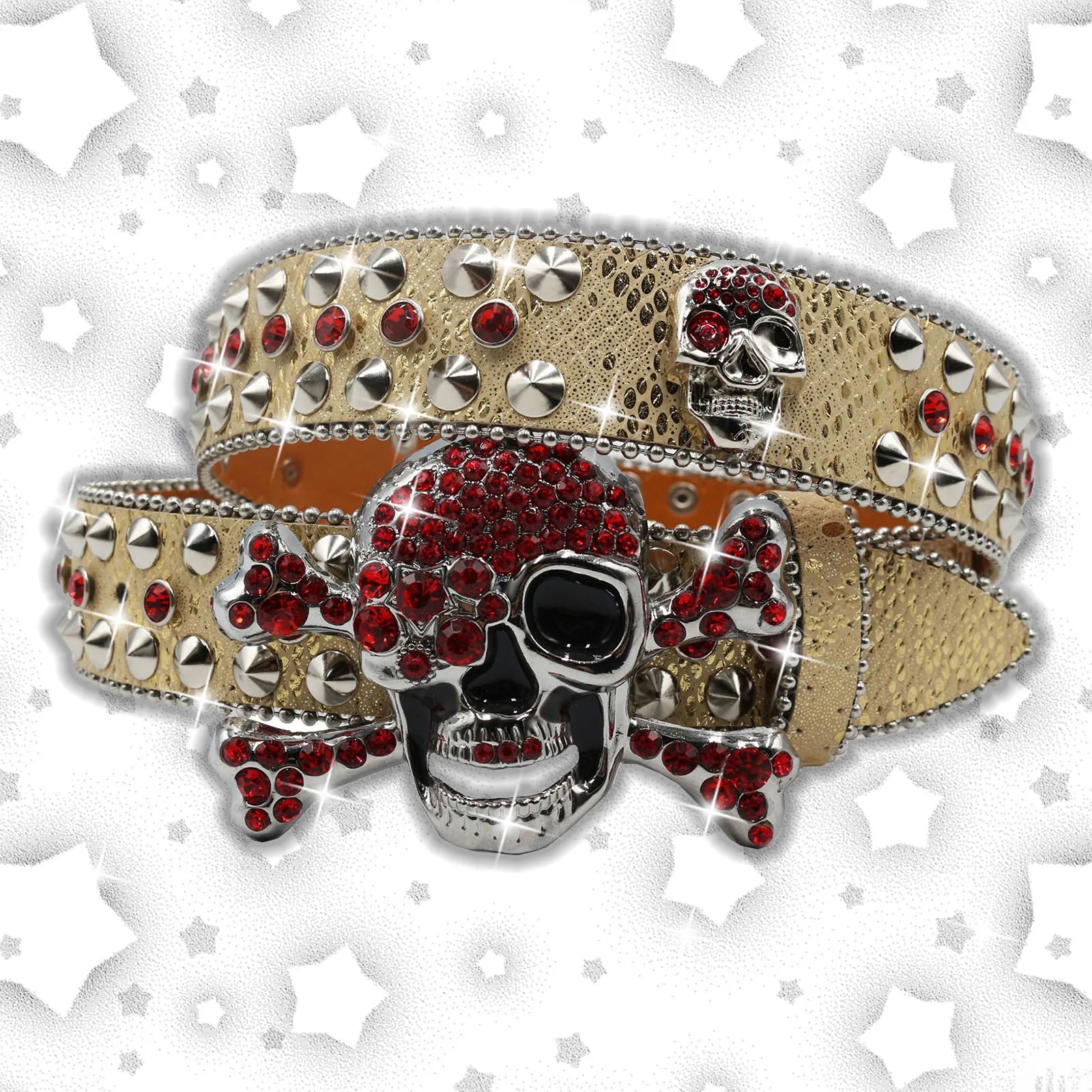 AF Women's Rhinestone Skull Belt